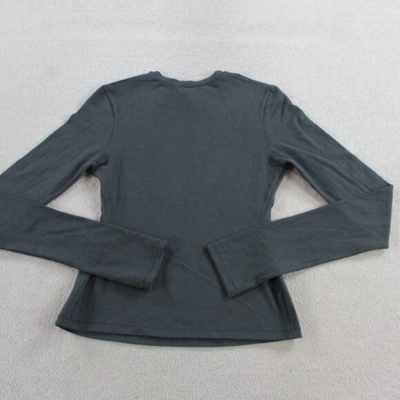 SKIMS Cotton Jersey Long Sleeve T Shirt Womens Small Soot Black Crewneck NEW - Picture 3 of 9